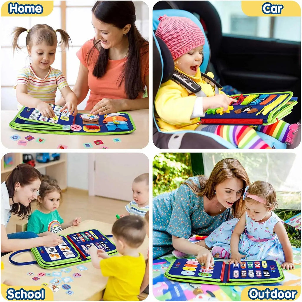 Toddler Busy Board Montessori Toys for Boys, Sensory Book Educational Activities for Learning Fine Motor Skills, Birthday Gifts for Boys Toddlers