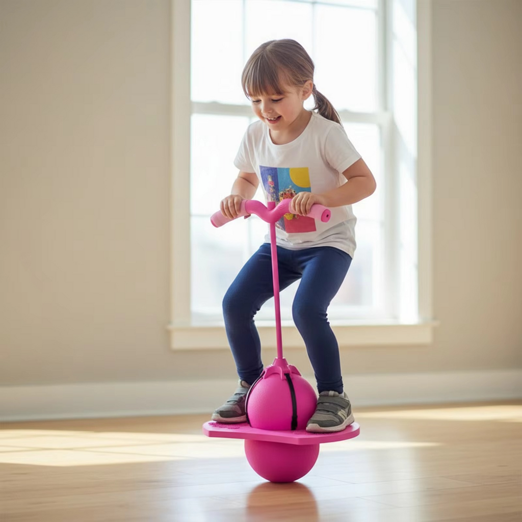 Balance Jumping Ball with Handle and Ball Pump, Pogo Ball Jumping Toy For Ages 5+ with Handle, Indoor & Outdoor Fun, Perfect for Balance, Coordination, And Fitness, Boys & Girls