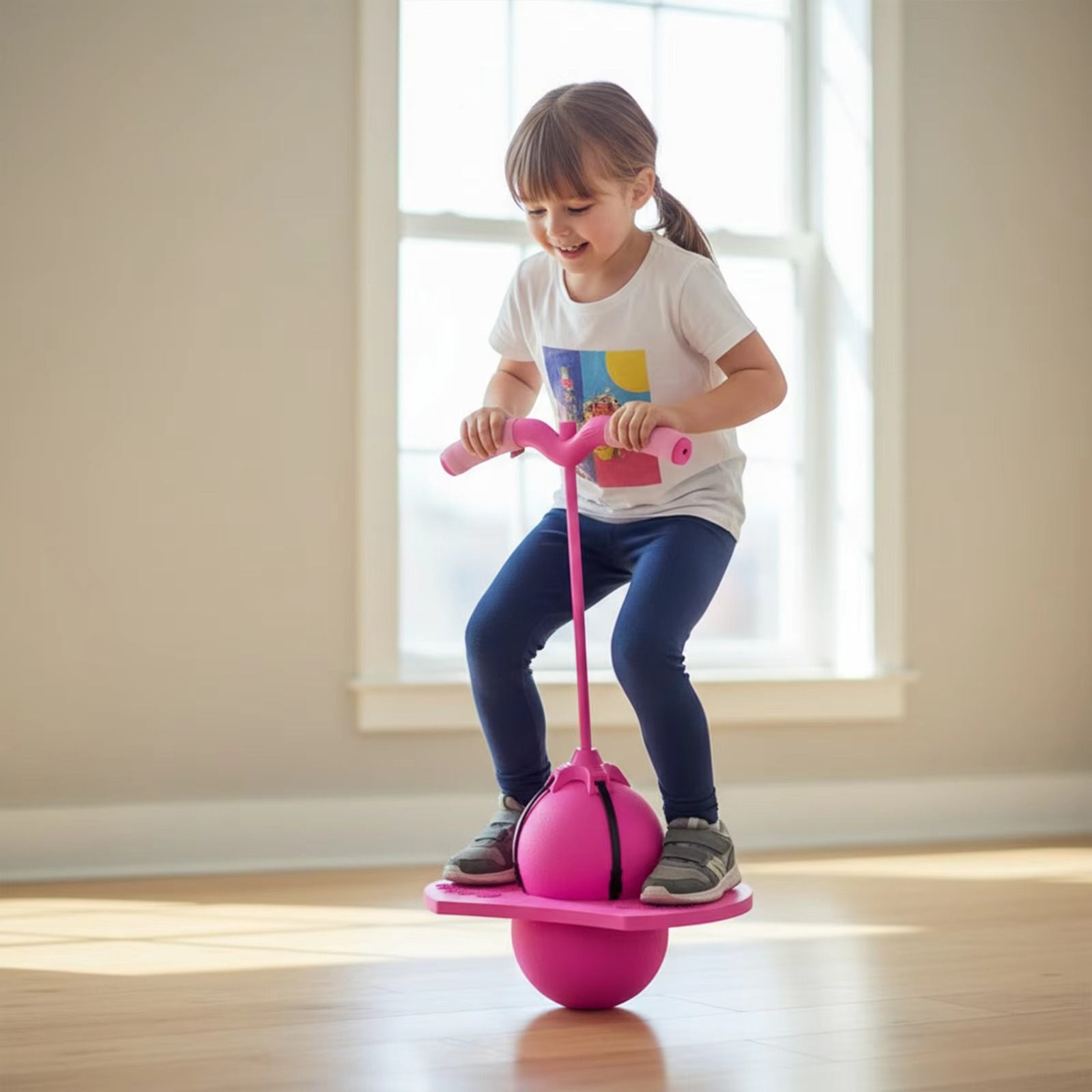 Balance Jumping Ball with Handle and Ball Pump, Pogo Ball Jumping Toy For Ages 5+ with Handle, Indoor & Outdoor Fun, Perfect for Balance, Coordination, And Fitness, Boys & Girls