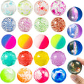 24 PCS Multistyle Bouncy Balls, 6 Styles 32mm Assorted Bouncy Balls Bulk with Storage Bag, Bounce Toys for Kids Party Favors Birthdays Gifts Goodie Bags Stuffers Carnival Prizes