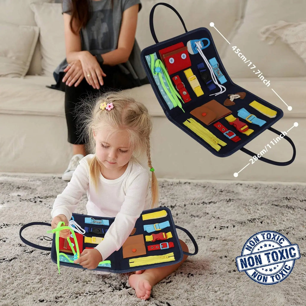 Toddler Busy Board Montessori Toys for Boys, Sensory Book Educational Activities for Learning Fine Motor Skills, Birthday Gifts for Boys Toddlers