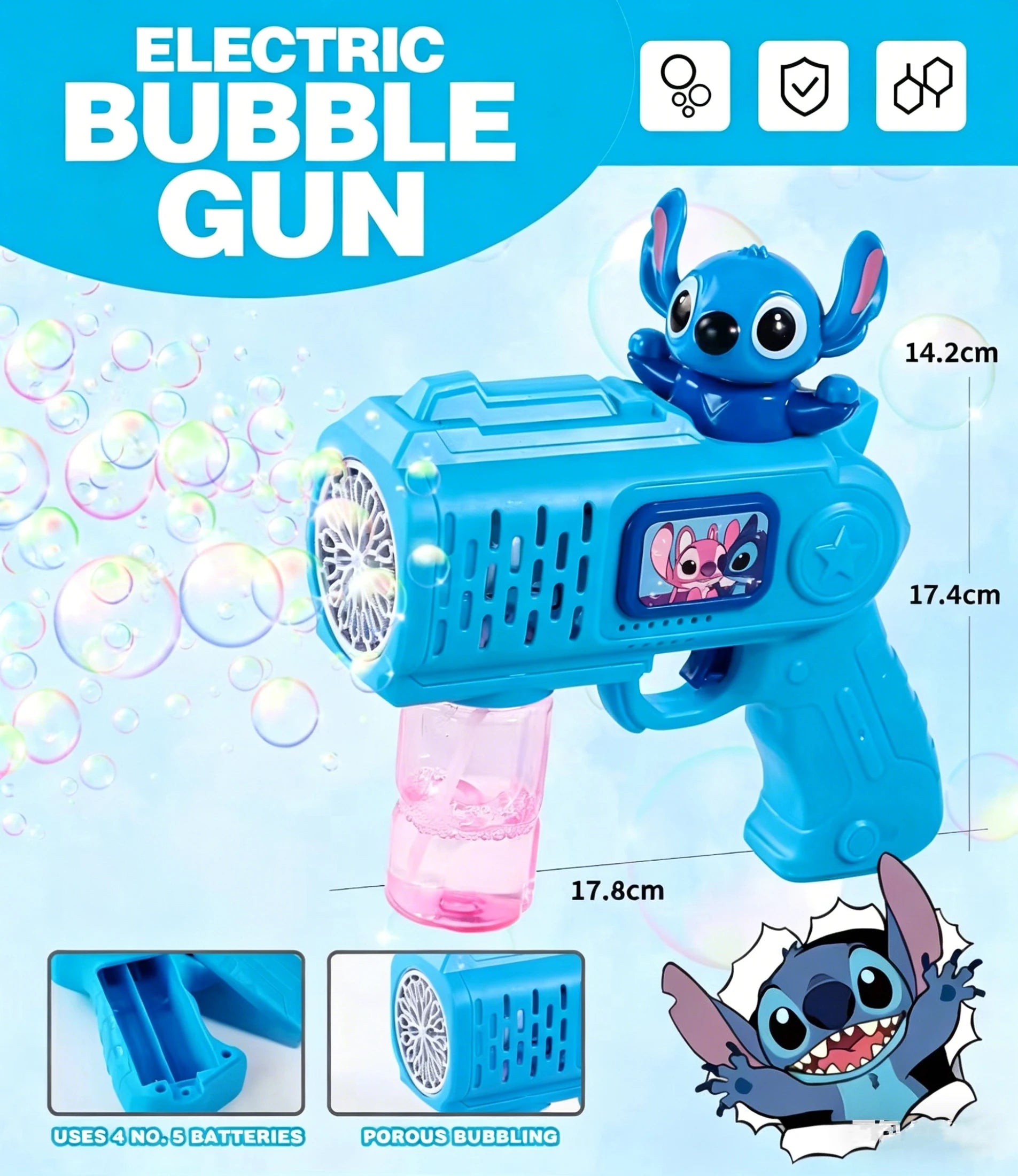Bubble Gun Toys for 3+ Year Old Kids Boys Girls, Automatic Bubble Machine with Bubble Solution, Summer Outdoor Kids Toys