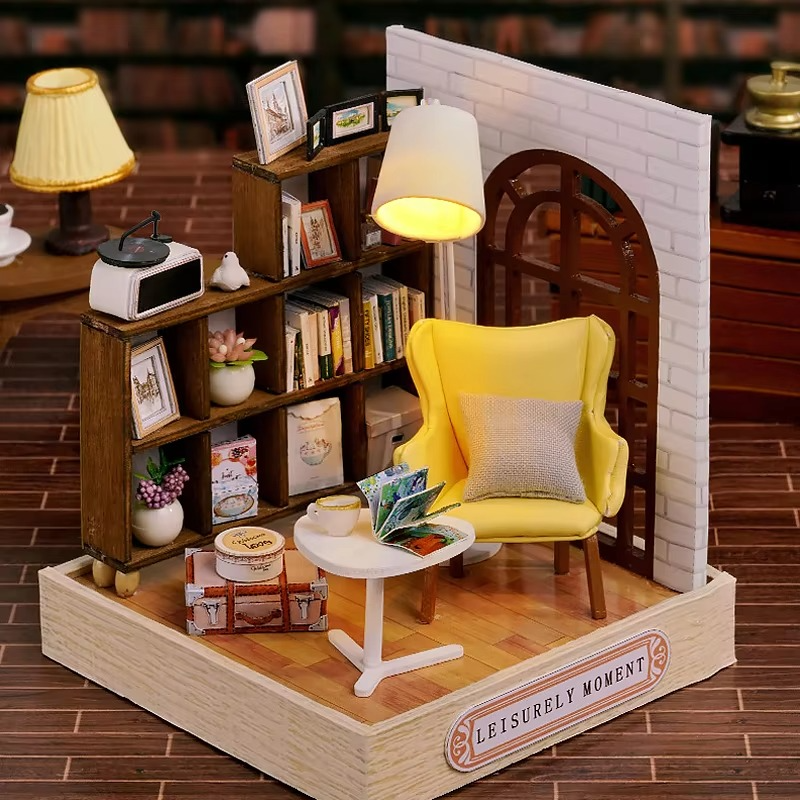 Mini DIY Dollhouse Kit, 3D Wooden Puzzle Assembly Building Model with Miniature Furniture, Handmade Craft Doll House for Home Bedroom Decoration, Creative Gift for Kids & Teens