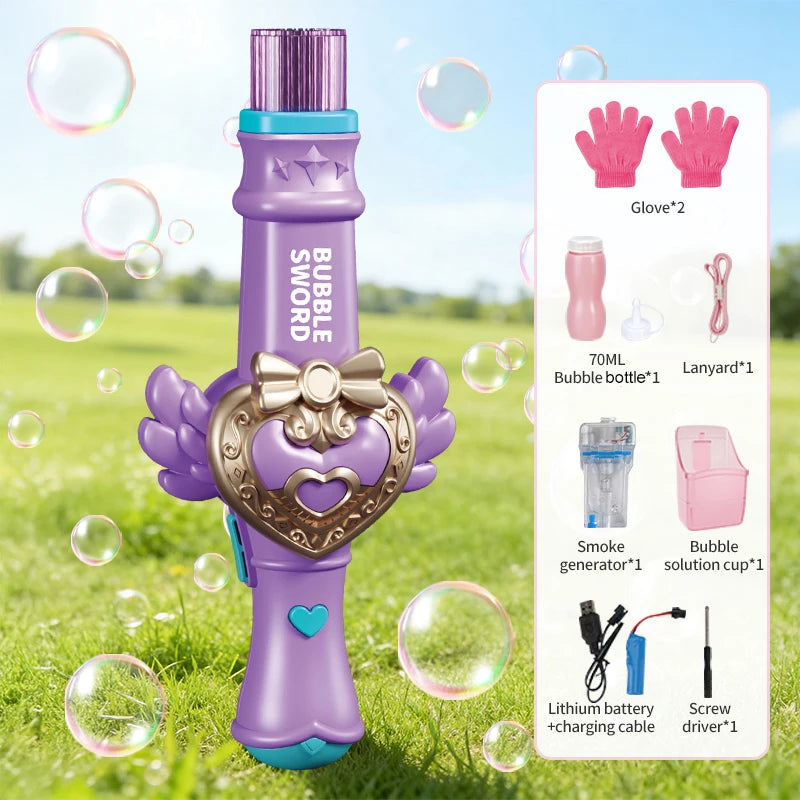 Smoke Bubble Machine for Kids, Magic Smoke Bubble Wand with Gloves, Elastic Bubble Fog Wand, Colorful Bubble Machine with Smoke