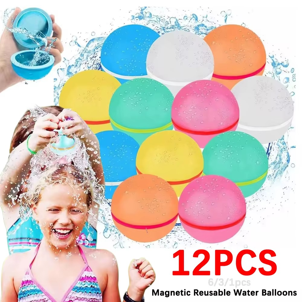 12 Pcs Reusable Water Balloons, Self-Sealing Refillable Water Balls, Pool Toys for Kids Ages 4-14, Pool Beach & Outdoor Water Ballons
