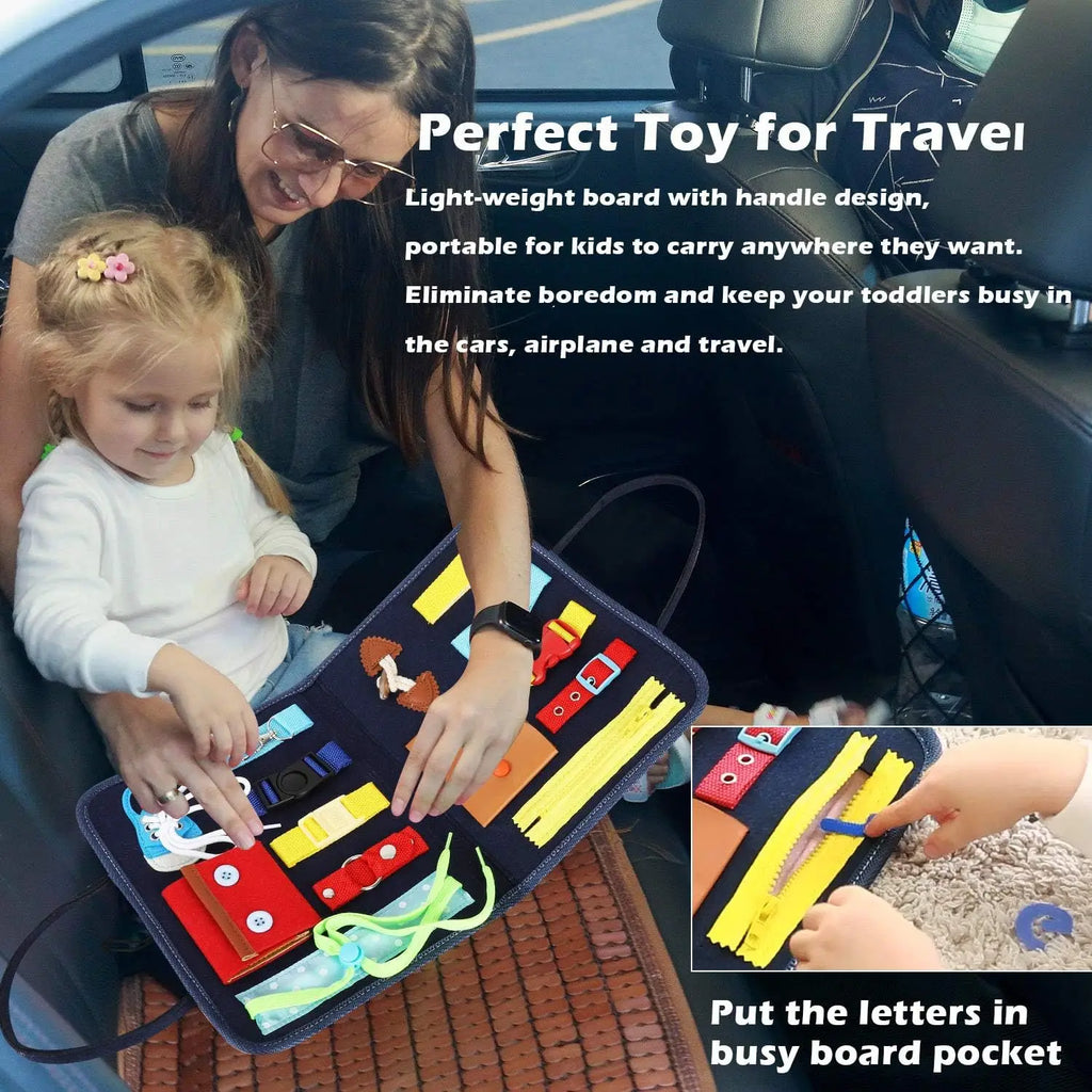 Toddler Busy Board Montessori Toys for Boys, Sensory Book Educational Activities for Learning Fine Motor Skills, Birthday Gifts for Boys Toddlers