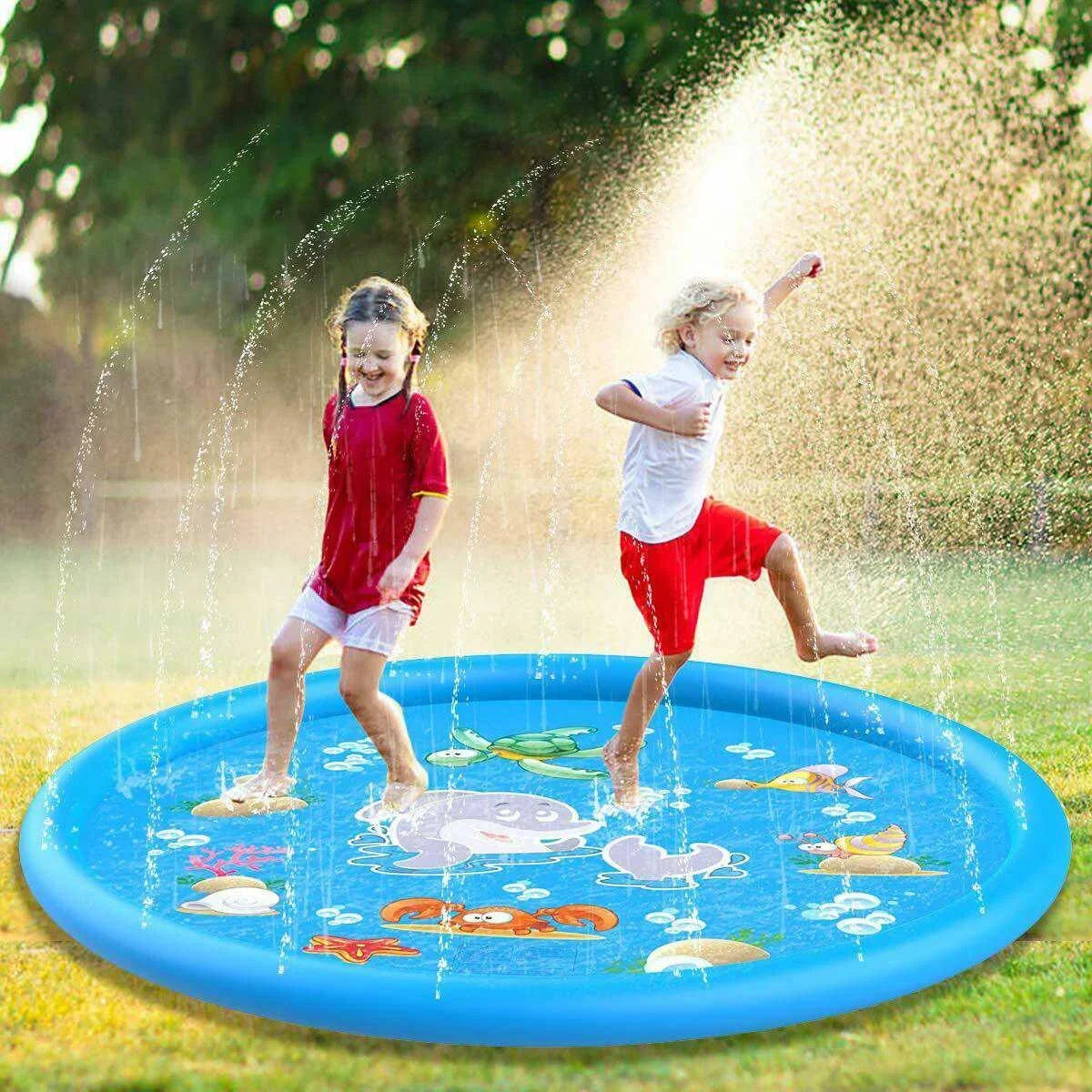 Non-Slip Splash Pad Sprinkler - Outdoor Water Toys Play Mat for Toddlers Kids Dogs, Outside Thickened Sprinkler Pool Party Durable Backyard Fountain for Girls Boys Pets