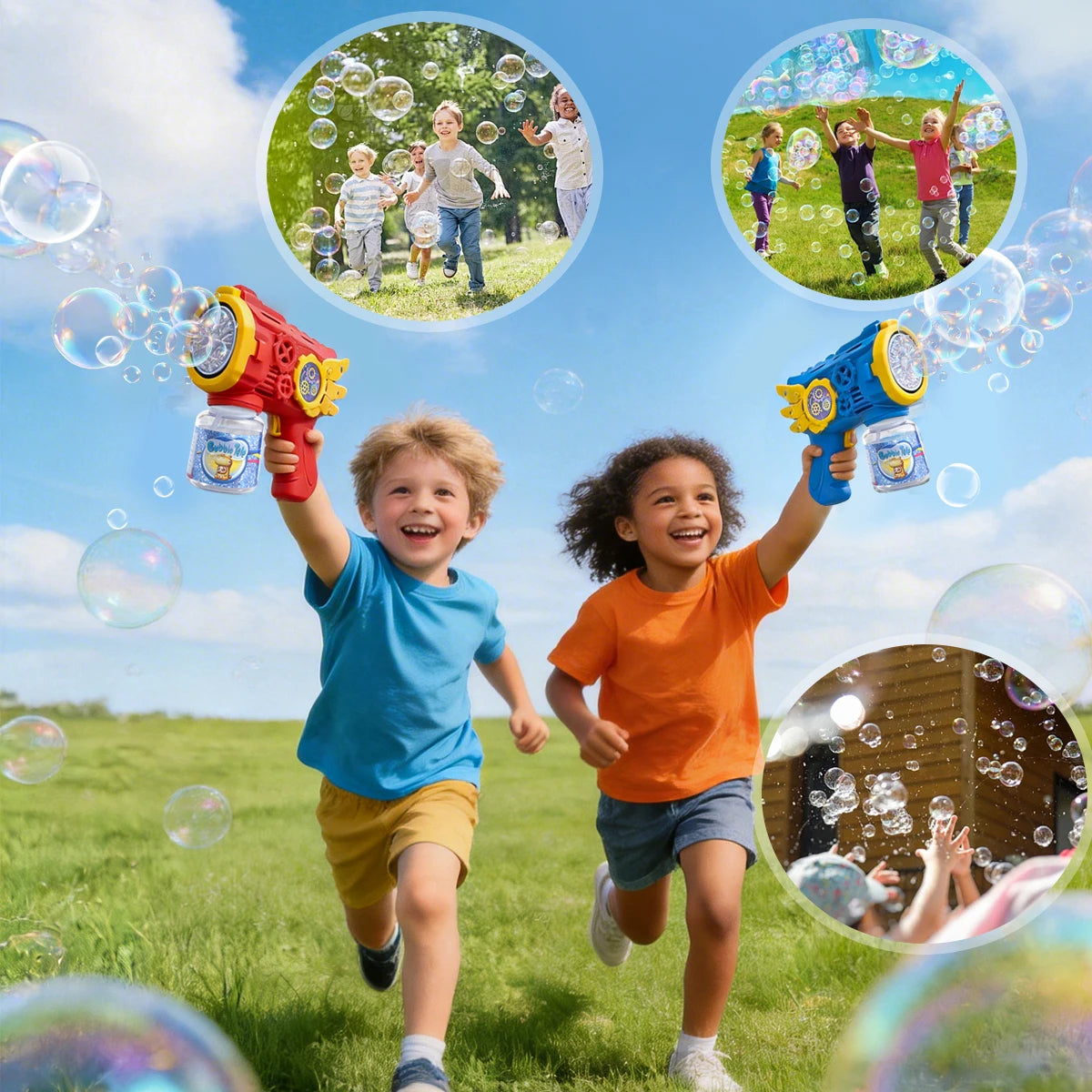 Bubble Gun Toys for 3+ Year Old Kids Boys Girls, Automatic Bubble Machine with Bubble Solution, Summer Outdoor Kids Toys for Ages 3-4,4-6,5-7, Birthday Party Gifts for 3 4 5 6 7 8 Year Old