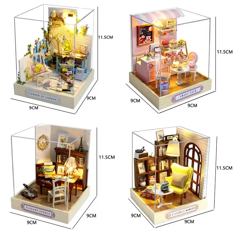 Mini DIY Dollhouse Kit, 3D Wooden Puzzle Assembly Building Model with Miniature Furniture, Handmade Craft Doll House for Home Bedroom Decoration, Creative Gift for Kids & Teens