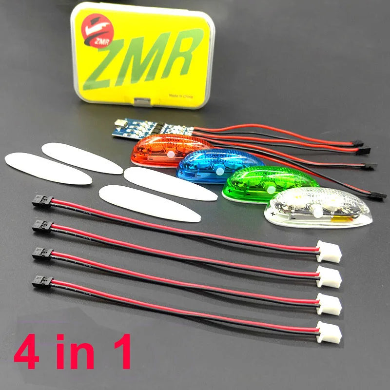 LED Light Kit for RC Plane Jet Airplane Aircraft Fix Wing Quadcopter, Rechargeable Red Green White LED Flashing Lights, Super Bright Little Light for Safe Dusk Flight