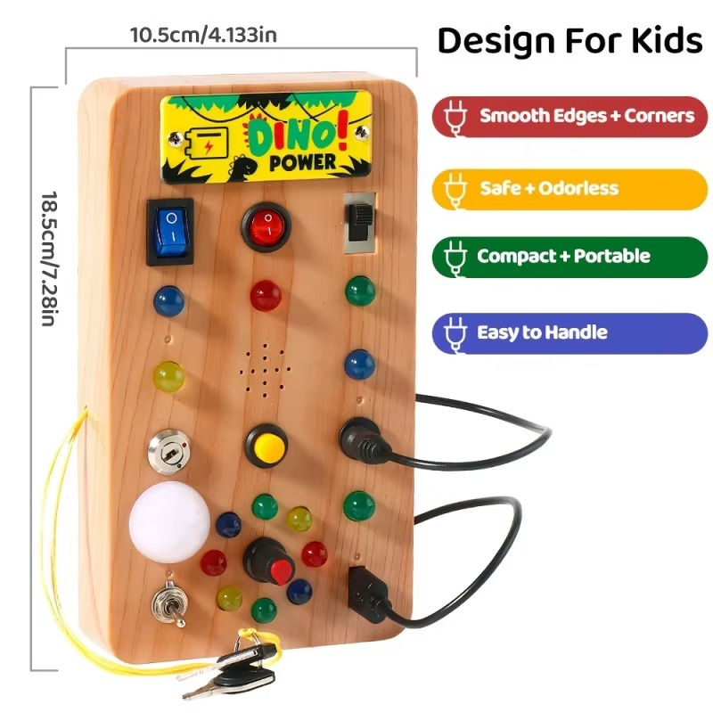 Busy Board, Montessori Toys for 1-3 Years Old Boys & Girls, Sensory Toys for Kids with Autism, Toddlers Learning Activity for Early Development (Busy Board v5)