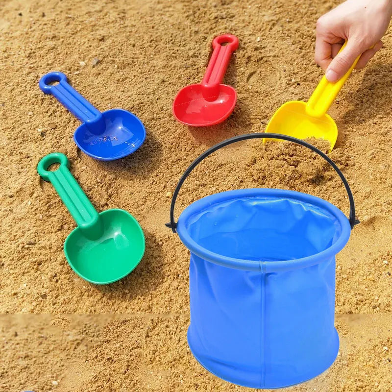 Foldable Pail Bucket, 2L Silicone Collapsible Beach Toys Bucket for Kids, Multi Purpose for Fun Summer Activities, Camping Gear, Beach Essentials