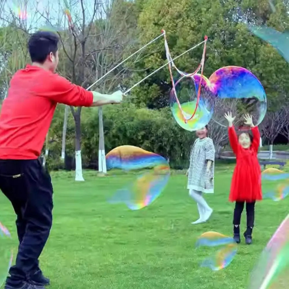 Giant Bubble Wand, 1 Big Bubble Wand Set with 3 Packs 33X Super Concentrate Solution, Giant Bubbles Maker for Kids Summer Outdoor Toy Game Activity Birthday Party Favors