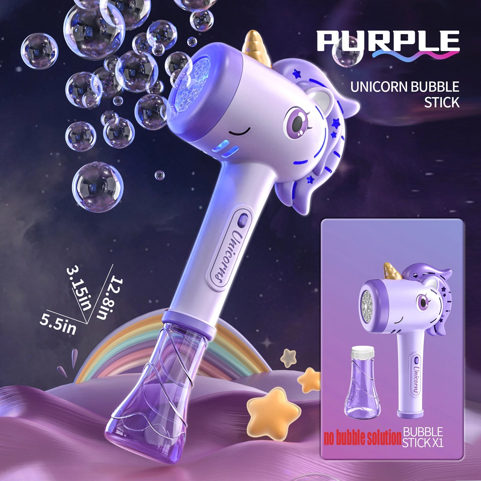 Unicorn Bubble Machine Wand Gifts for Kids Toddlers Age 1 2 3 4 5 6 7 8 Years Old Birthday Party Unique Cute Baby Outdoor Outside Summer Toy Easter Day Game for Little Girl Boy