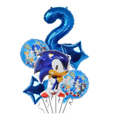 6Pcs Sonic the Hedgehog Foil Balloon Set – Trending Sonic Balloon Bundle with Number Balloon, Cartoon Birthday Party Decorations, Must-Have Supplies for Fans