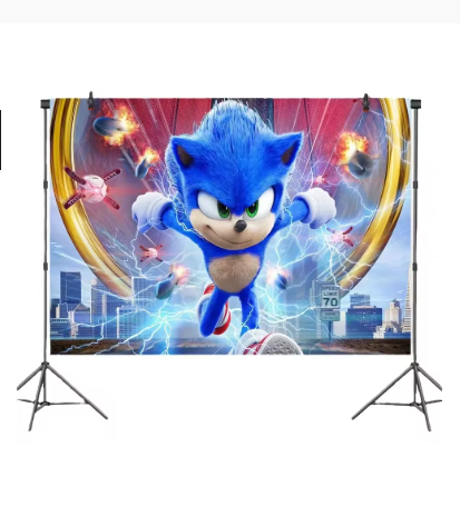 New Sonic the Hedgehog Birthday Party Decorations Set – Action Figure Toy with Paper Plates, Cups, Napkins, Tablecloth, Knife & Fork, Kids Party Supplies & Gifts