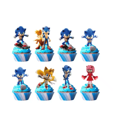 New Sonic the Hedgehog Birthday Party Decorations Set – Action Figure Toy with Paper Plates, Cups, Napkins, Tablecloth, Knife & Fork, Kids Party Supplies & Gifts