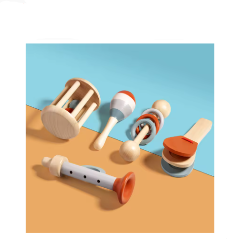 5PCS Baby Musical Instruments Set – Montessori Sensory Rattle Toys, Early Educational Music Toy Kit for Toddlers, Birthday Gift for Boys & Girls