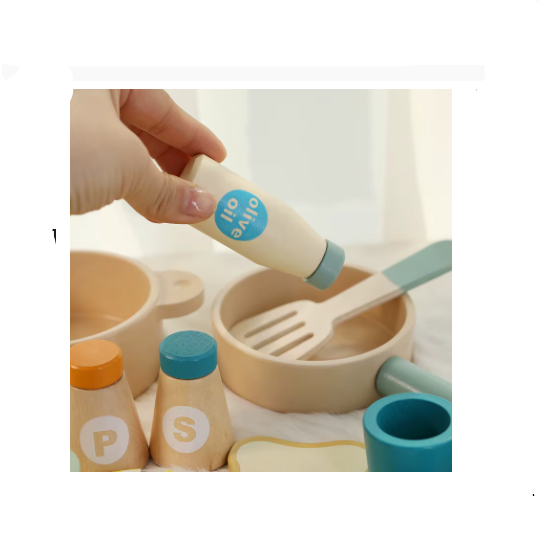 Wooden Kids Pretend Play Kitchen Set – Simulation Cookware Pot & Pan Toy, Early Education Role-Play Food Cooking Toys for Boys & Girls