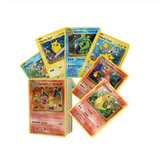 60/100PCS English Trading Cards Collection – 1996 Edition Shining Charizard Style, Pikachu & Mewtwo Collectible Game Cards for Kids