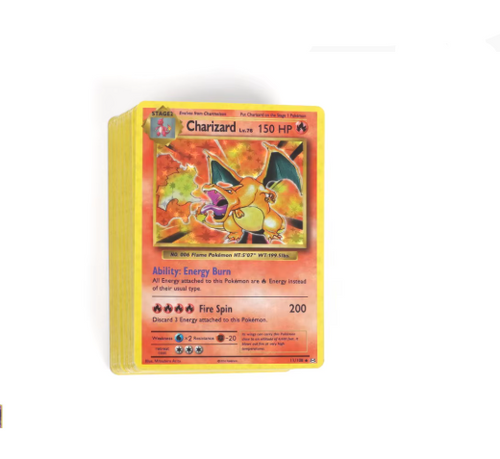 60/100PCS English Trading Cards Collection – 1996 Edition Shining Charizard Style, Pikachu & Mewtwo Collectible Game Cards for Kids