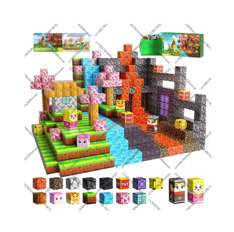 Magnetic Building Blocks Mine World Magnet Cube Set STEM Montessori Sensory Toy for Kids Boys Girls Ages 3+ DIY Model Children