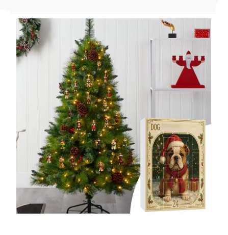 24 Days Dog Advent Calendar with 2D Acrylic Charms – Christmas Countdown Ornament Set, Cute Puppy Charms for Kids, Pet Lovers, Window & Backpack Decoration