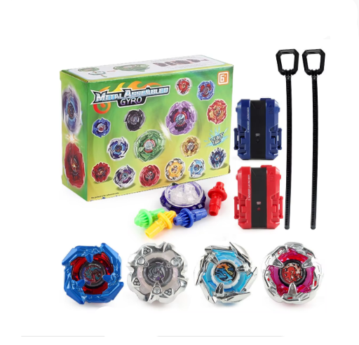 BX168-A10 4PCS Spinning Top Burst Set – BX-19, BX-20, BX-21, BX-00 Tops with Launcher Toy Gift for Kids
