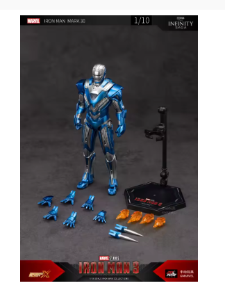 1/10 Scale MK30 Blue Steel & Iron Patriot MK3 Action Figure – Anniversary Edition Movable Superhero Model Collectible Gift
