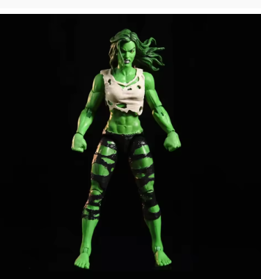 6-Inch Green Superheroine Action Figure – Angry & Normal Head Version, Articulated Collectible Model (Loose, No Extra Hands)