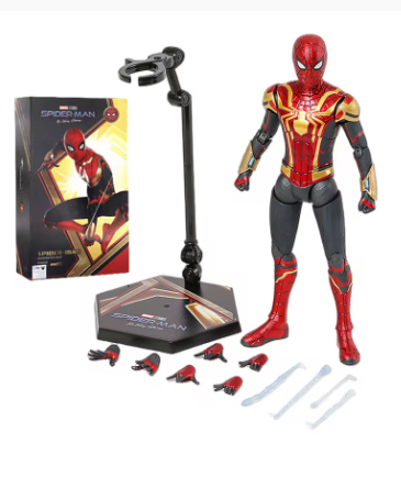 1/10 Scale Red & Gold Spider Superhero Action Figure – Movie-Inspired Peter Parker Model, Articulated Adult Collectible Toy
