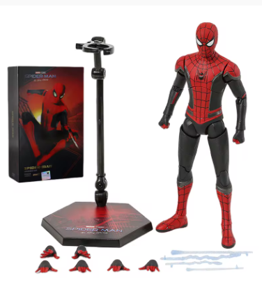 1/10 Scale Red & Gold Spider Superhero Action Figure – Movie-Inspired Peter Parker Model, Articulated Adult Collectible Toy