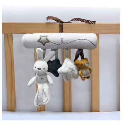 2025 New Hanging Rabbit Baby Toy – Plush Hand Bell Stroller & Car Seat Activity Toy, Soft Crib Mobile Gift for Newborns