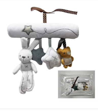 2025 New Hanging Rabbit Baby Toy – Plush Hand Bell Stroller & Car Seat Activity Toy, Soft Crib Mobile Gift for Newborns