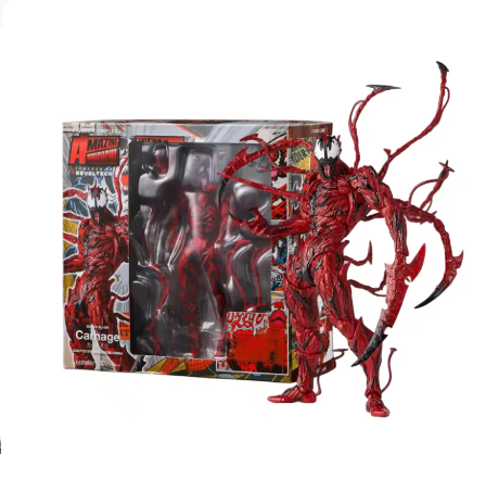 Amazing Yamaguchi Carnage & Venom Action Figure – Joint Movable Superhero Model with Interchangeable Face Parts, Collectible Toy Gift