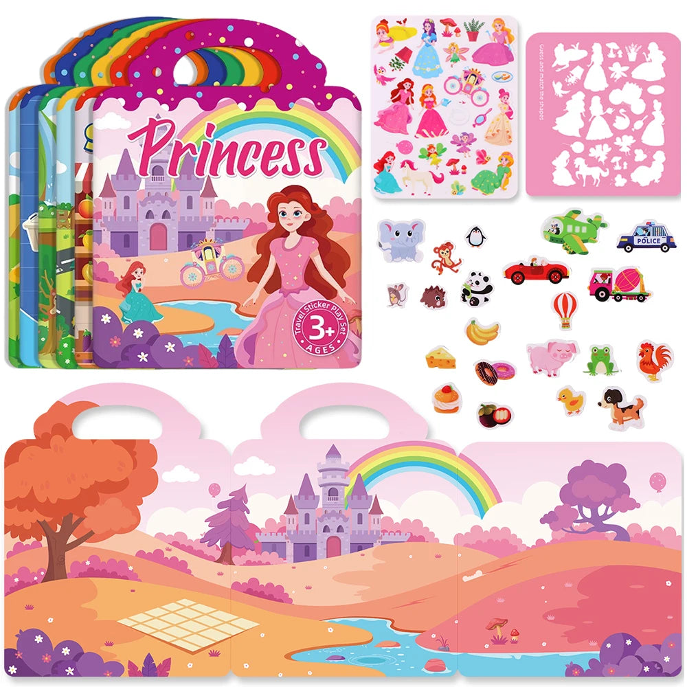 Reusable Sticker Book for Toddlers 3-6, Jelly Sticker Books for Toddler, Travel Sticker Activity Toys for Kids 3 4 5 6 Years Old Girls & Boys