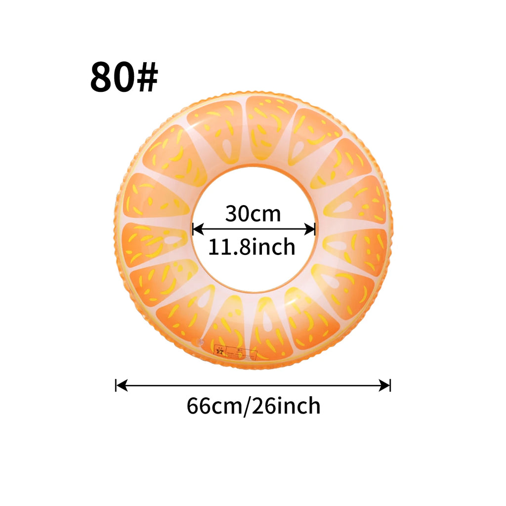 Fruit Pool Float, Watermelon Orange Lemon Swim Tube Ring, Inflatable Swim Pool Party Inner Tube for Kids