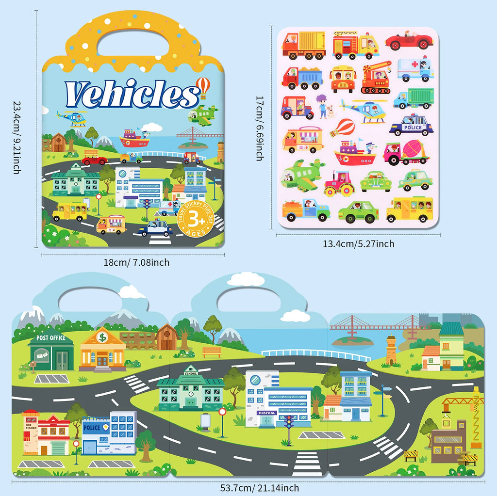 Reusable Sticker Book for Toddlers 3-6, Jelly Sticker Books for Toddler, Travel Sticker Activity Toys for Kids 3 4 5 6 Years Old Girls & Boys