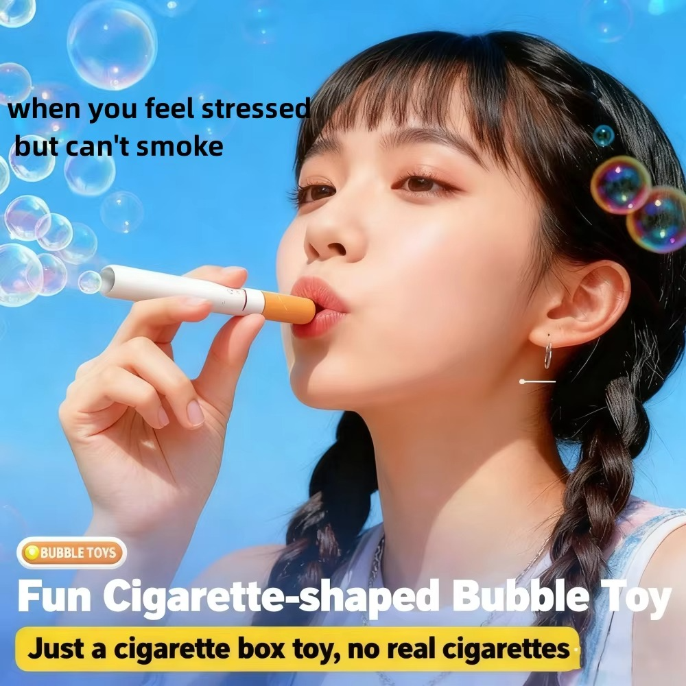 Bubble Cigarette Pack – Realistic Fake Cigarette Bubble Blower with Bubble Solution, Mini Cigarette Bubbles Maker for Stress Relief, Fun Party Gift for Adults