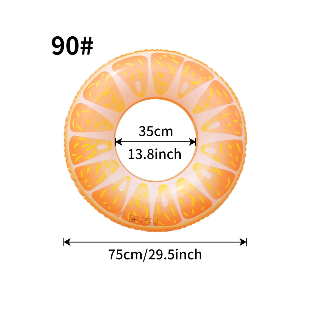 Fruit Pool Float, Watermelon Orange Lemon Swim Tube Ring, Inflatable Swim Pool Party Inner Tube for Kids