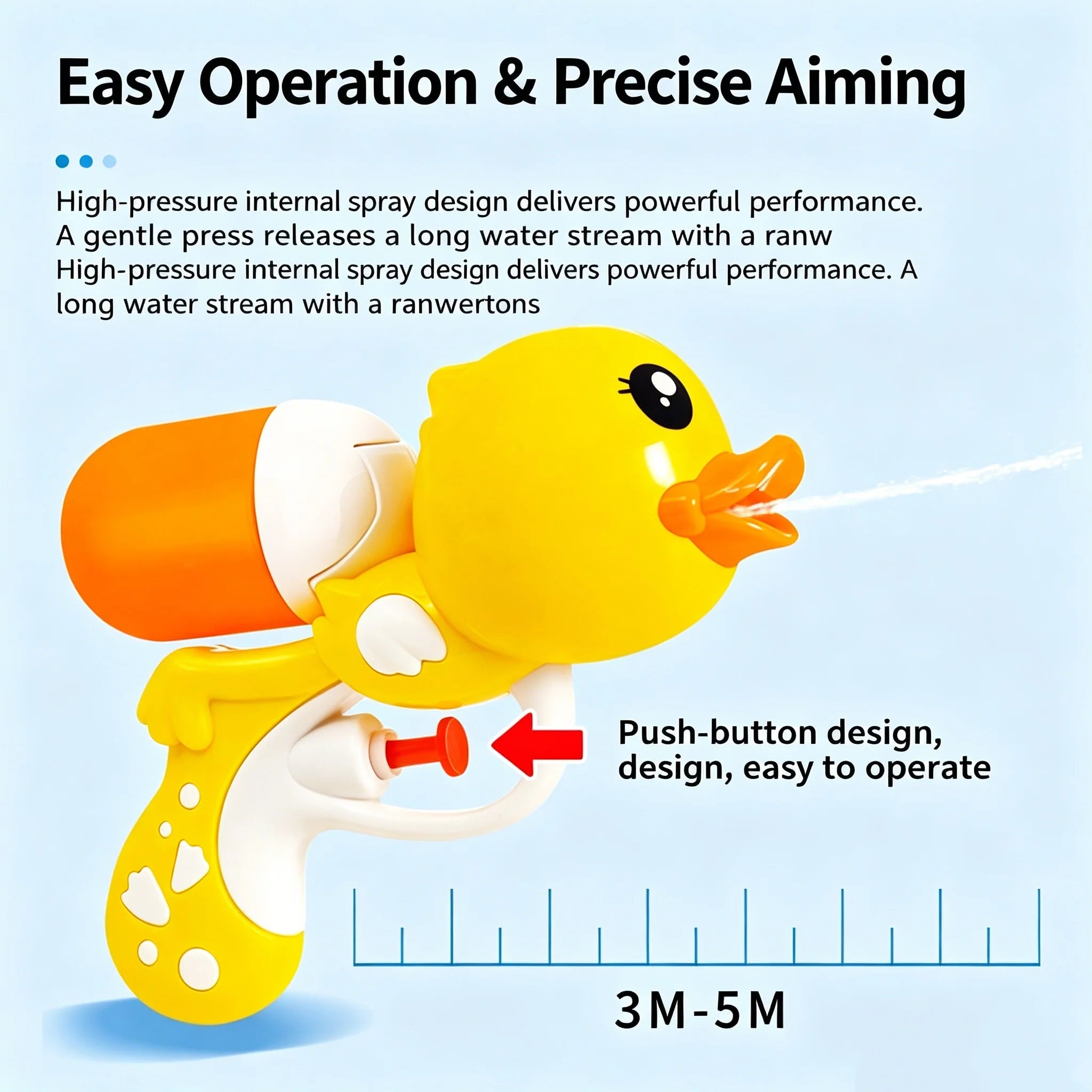 Cute Yellow Duck Water Gun Toy Cartoon Water Blaster for Kids Summer Outdoor Beach Pool Party Water Fight Games