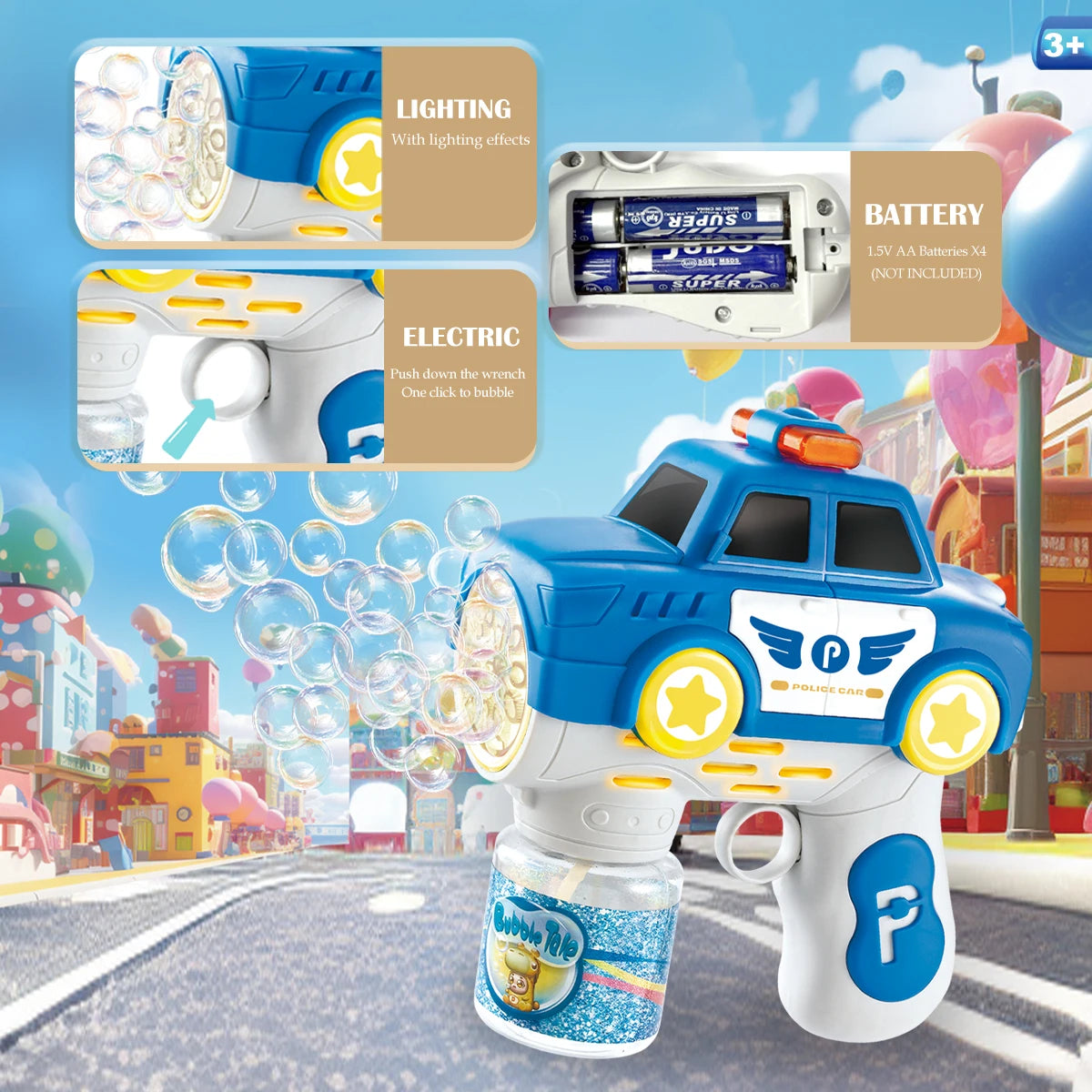 Bubble Gun Machine for Kids, Automatic Bubbles Toys Summer Outdoor Playing with LED Light Gifts not include bubble liquid