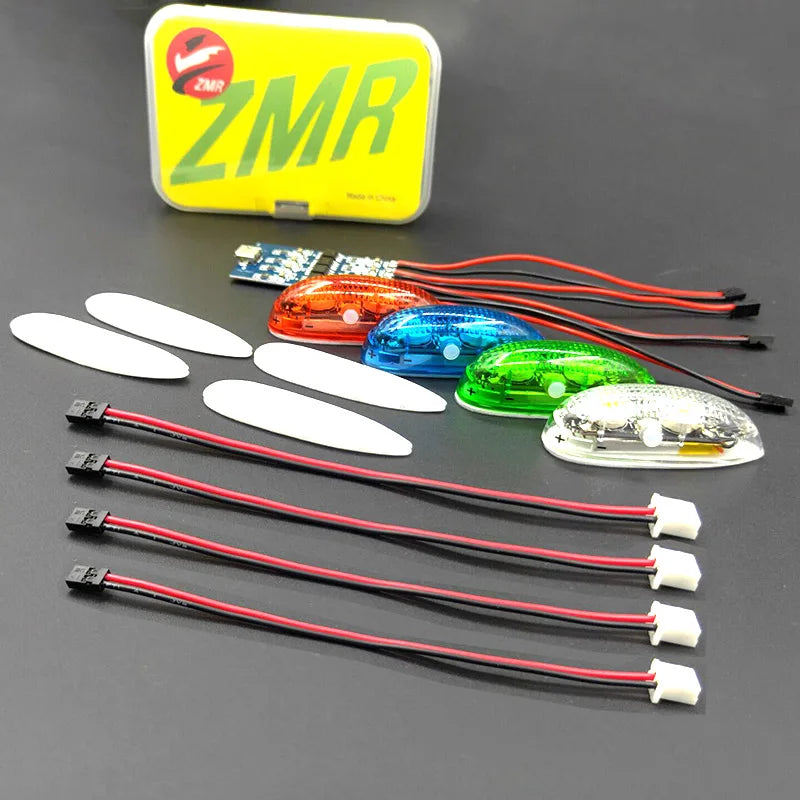 LED Light Kit for RC Plane Jet Airplane Aircraft Fix Wing Quadcopter, Rechargeable Red Green White LED Flashing Lights, Super Bright Little Light for Safe Dusk Flight
