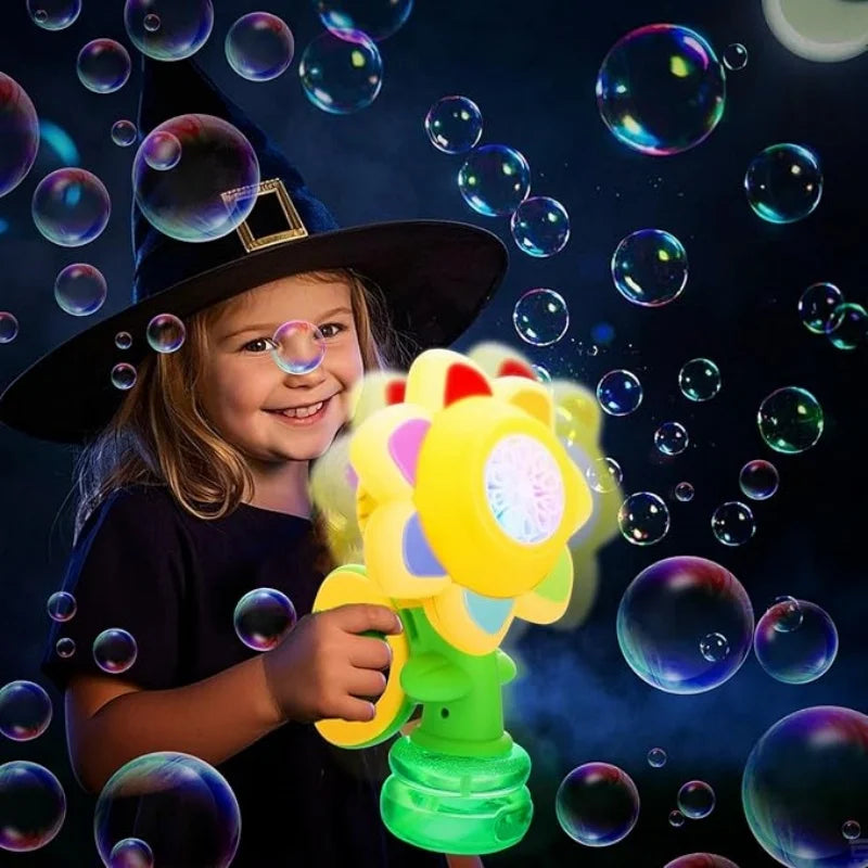 Sunflower Bubble Machine for Kids, Automatic Bubble Gun with Colorful Lights, Handheld Flower Bubble Toy for Toddlers, 25,000+ Bubbles, 3 Modes, Outdoor Bubble Blower, Easter, Wedding，Birthday Gift