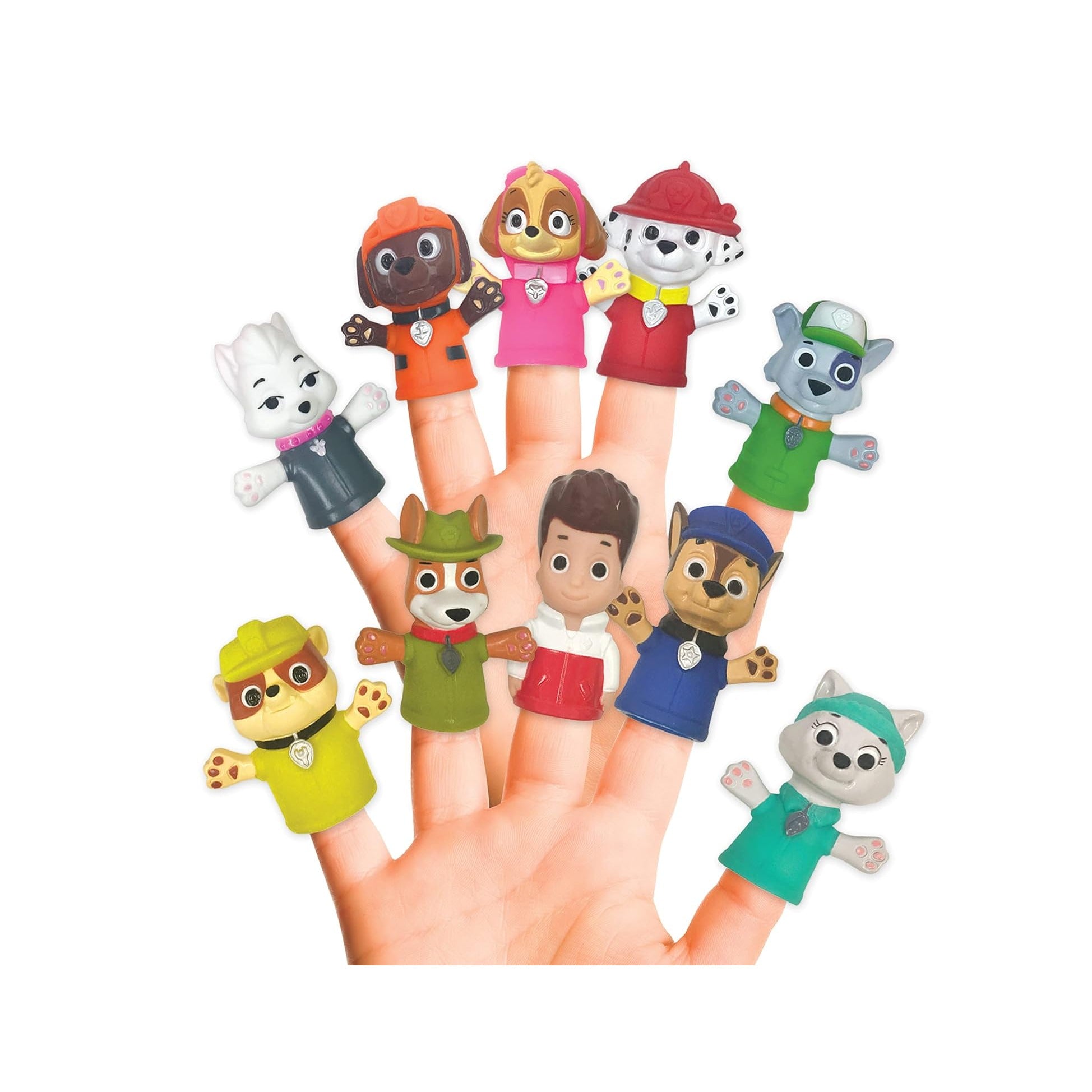 PAW Patrol 10 Piece Finger Puppet - Party Favors, Educational, Bath, Floating Pool, Beach Toys, Story Time, Playtime