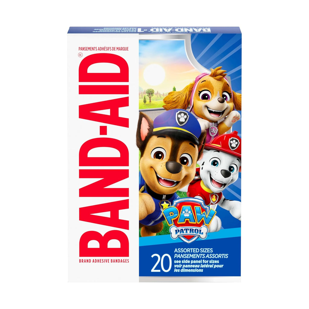 Sterile Adhesive Individually Wrapped Bandages for Kids Featuring Nickelodeon Paw Patrol Characters, First Aid & Wound Care of Minor Cuts & Scrapes, Assorted Sizes 20 ct