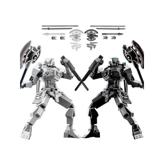 2er Set T13 Action Figure, Assembly Completed Shield Warrior Titan 13 Action Figures, Multi-Jointed Movable Action Figure, Lucky 13 Robot, Desktop Decorations for Game Lovers Toy (Gray+Black)