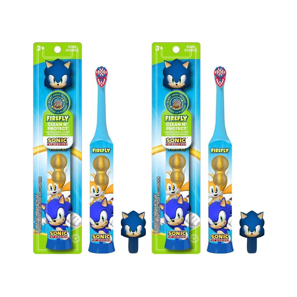 onic The Hedgehog Toothbrush, Ages 3+ | Premium Soft Bristles | Anti-Slip Grip | 3D Hygienic Cover | Pack of 2