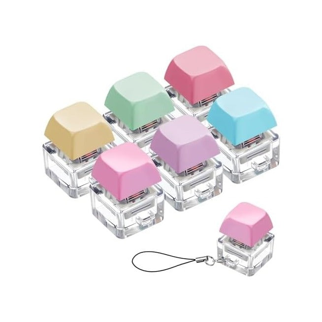 6 Pcs Keyboard Toy Clicker Keyboard Fidget Keychain Decompression Toys Button Stress Relief Gifts for Adult to Relief Stress Pass the Time (Nomal Style,Macaron Colors)