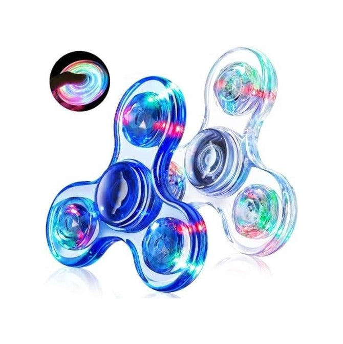Fidget Spinner 2 Pack, Light up Sensory Fidget Toys Adults Kids 4-8-12 with Autism ADHD, Valentines Day Gifts for Kids Glow Anxiety Toys Stress Relief Teen Boy Gifts, Classroom Prizes